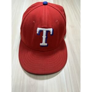 Texas Rangers New Era 59FIFTY Red Fitted Hat Size 7 1/8 Made in USA